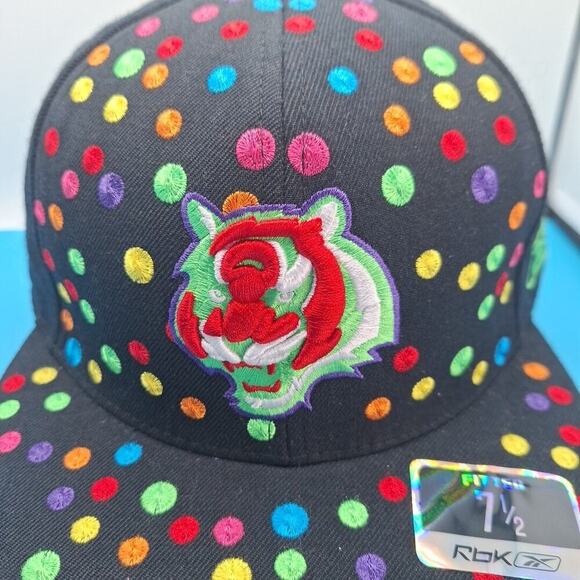 Cincinnati Bengals Reebok Multi-Color Polka Dots Fitted Cap Hat Size: 7 1/2 - Picture 2 of 7